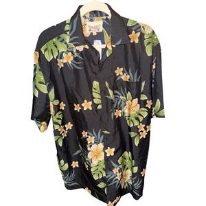 Waikiki Creations Hawaiian Shirt Mens XL Black New Tropical Floral Button Down